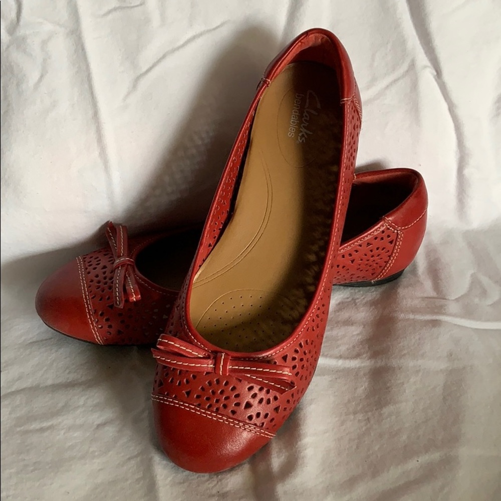 Red Clarks Bendables Ballet Flat